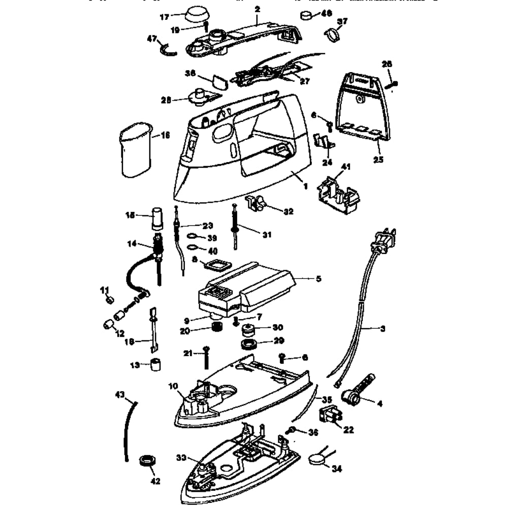Replacement Parts Diagram and Parts List for F650STYPE1  Black and Decker Iron